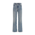 Blue Cotton Straight-Leg Jeans