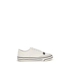 White Cotton Low Top Sneakers