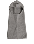 Men Grey Wool Ribbed Knit Balaclava Wrap One Size Hat