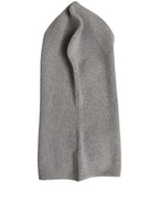 Men Grey Wool Ribbed Knit Balaclava Wrap One Size Hat