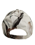 Men Beige Floral Cotton Baseball Capello Hat