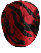 Men Red Black Stripe Cotton Newsboy Capello Hat