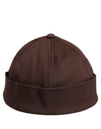 Men Brown Cotton Docker Capello Brimless Hat