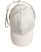 Men White Cotton Stretch Baseball Capello Hat