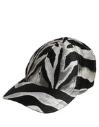 Men Black Silver Zebra Pattern Baseball Cap Hat