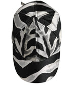 Men Black Silver Zebra Pattern Baseball Cap Hat