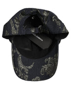 Men Black Floral Barocco Cotton Baseball Cap Hat
