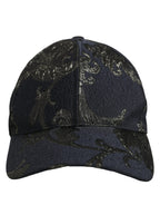 Men Black Floral Barocco Cotton Baseball Cap Hat