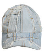 Men Blue Patchwork Cotton Denim Baseball Cap Hat