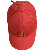 Men Red Cotton DG Logo Plaque Baseball Cap Hat