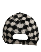 Men Black White Diamond Wool Baseball Cap Hat