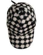 Men Black White Diamond Wool Baseball Cap Hat