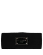 Men Black Cashmere Logo Plaque Head Band One Size Hat
