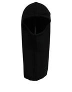 Men Black Wool Ribbed Knit Balaclava Wrap One Size Hat