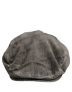 Men Grey Cotton Corduroy Cloth Newsboy Cap Hat
