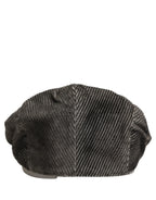 Men Grey Cotton Corduroy Cloth Newsboy Cap Hat