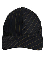 Black Gold Pinstriped Cotton Baseball Cap Hat
