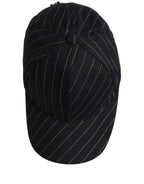 Black Gold Pinstriped Cotton Baseball Cap Hat