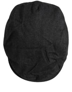 Men Black Cotton Flat Cloth Newsboy Cap Hat