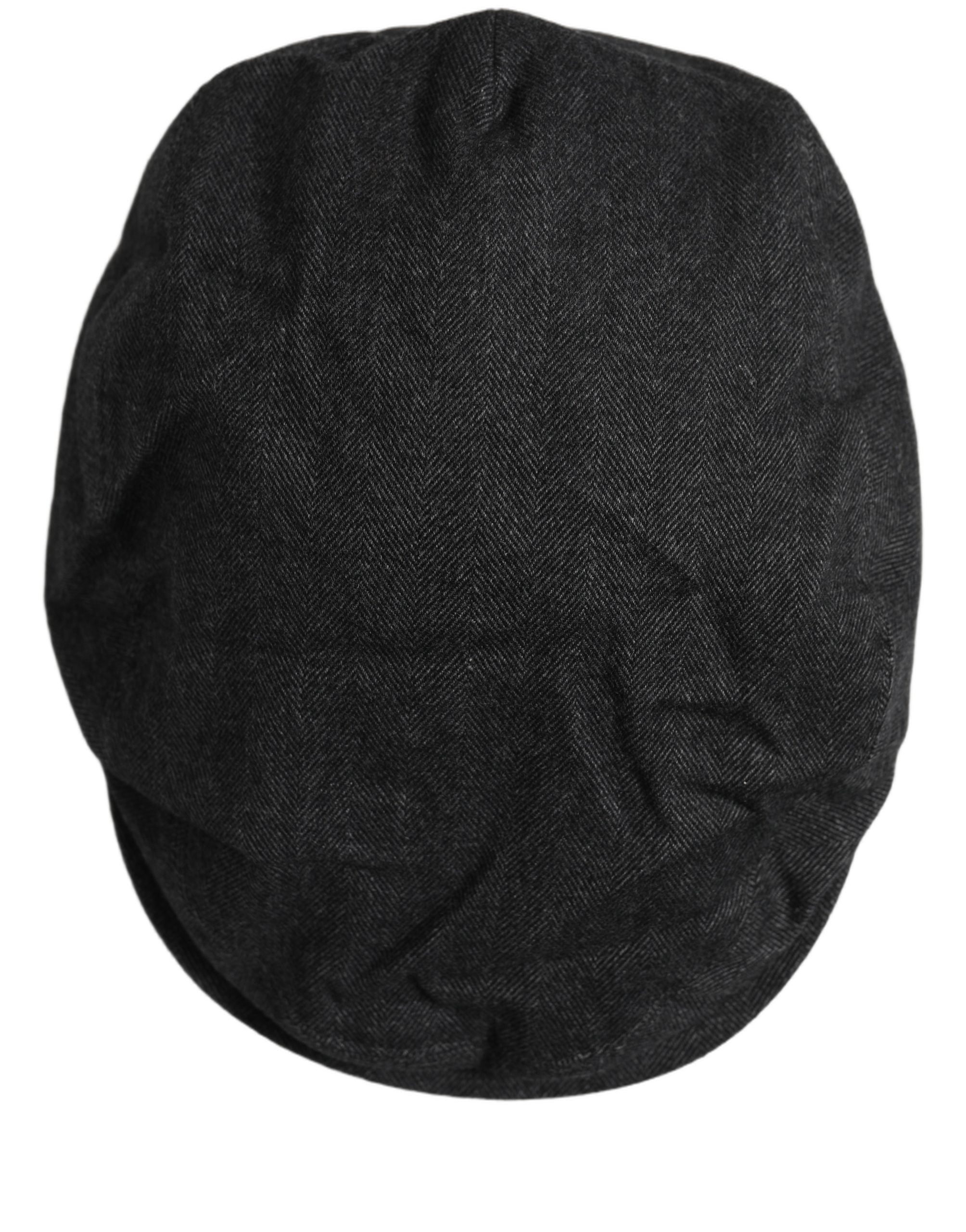 Men Black Cotton Flat Cloth Newsboy Cap Hat
