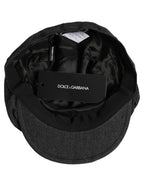 Men Black Cotton Flat Cloth Newsboy Cap Hat