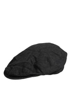 Men Black Cotton Flat Cloth Newsboy Cap Hat