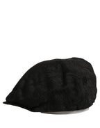Men Black Floral Jacquard Newsboy Capello Hat