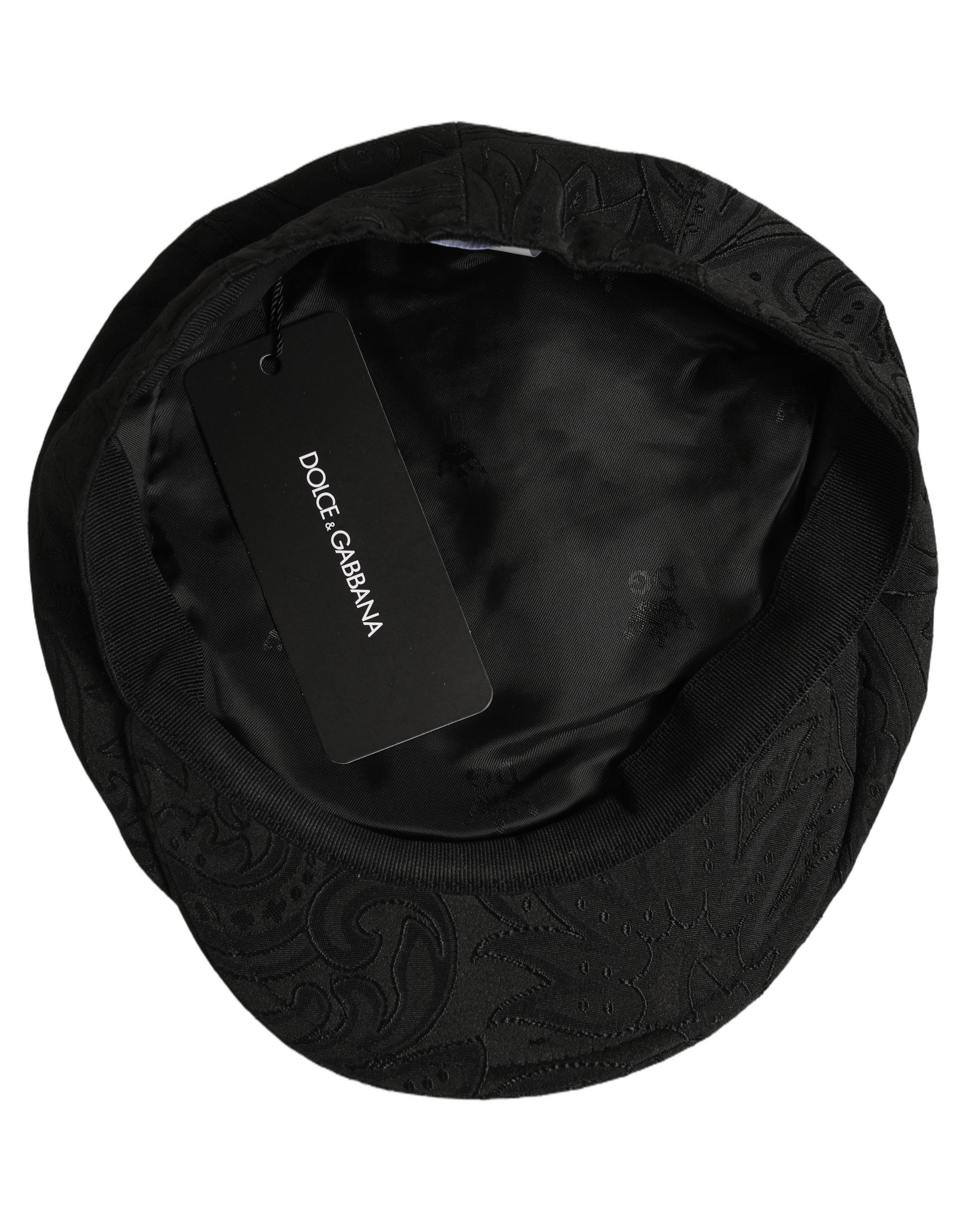 Men Black Floral Jacquard Newsboy Capello Hat