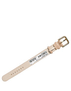 Beige Textured Leather Gold Buckle Belt Strap Bracelet