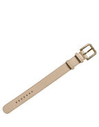 Beige Calfskin Leather Gold Buckle Belt Strap Bracelet