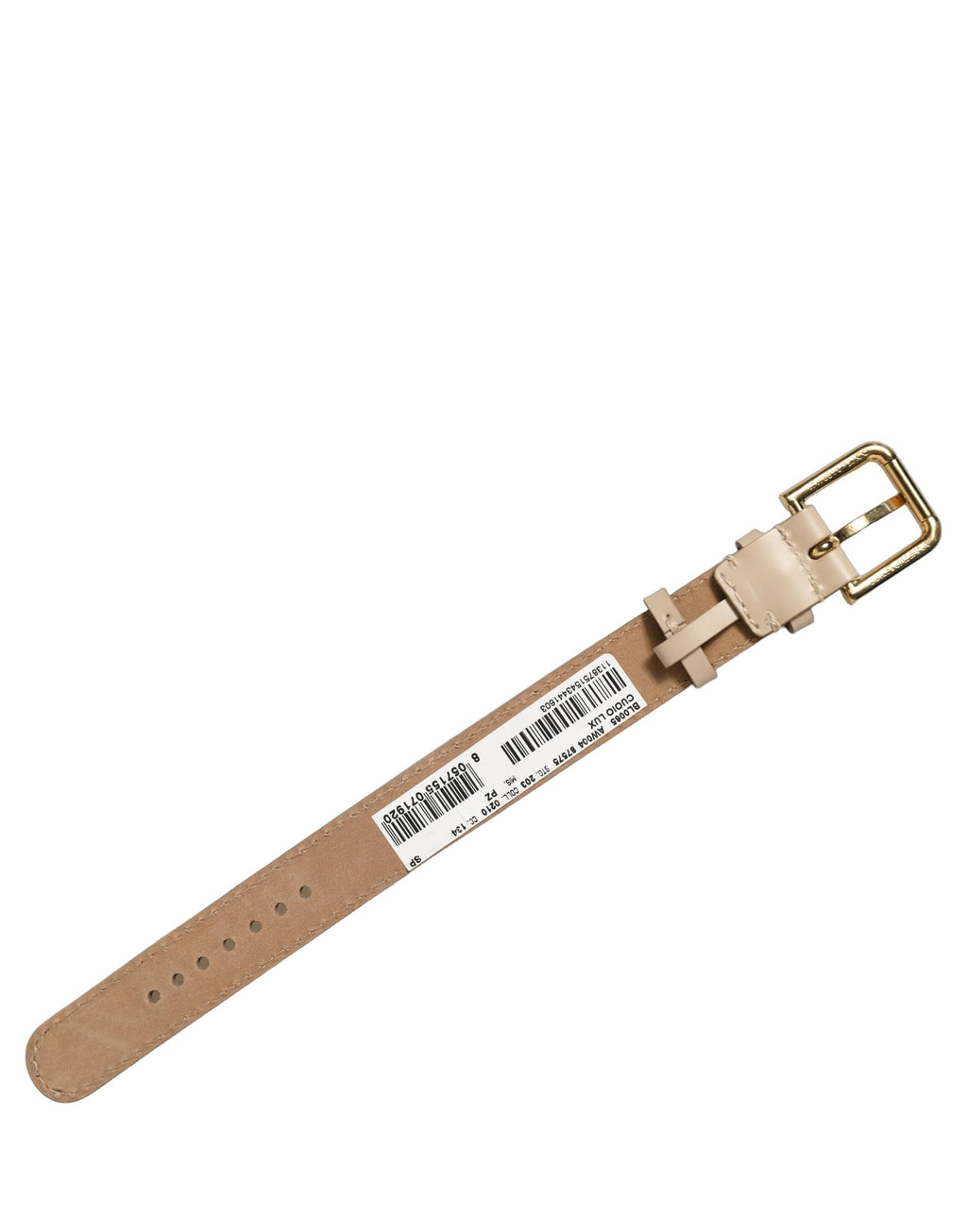 Beige Calfskin Leather Gold Buckle Belt Strap Bracelet