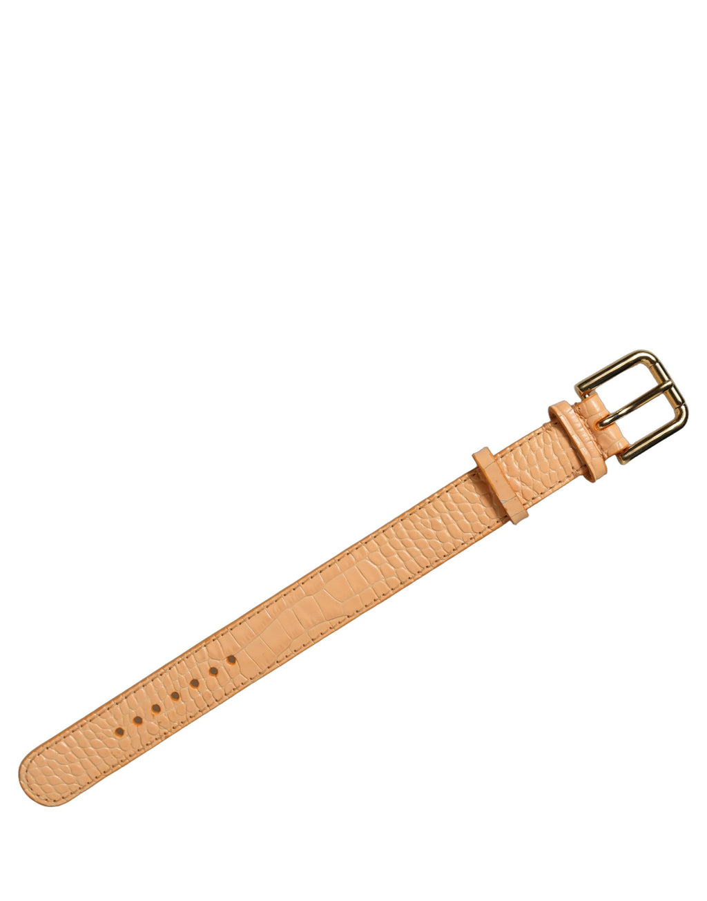 Beige Embossed Leather Gold Buckle Belt Strap Bracelet