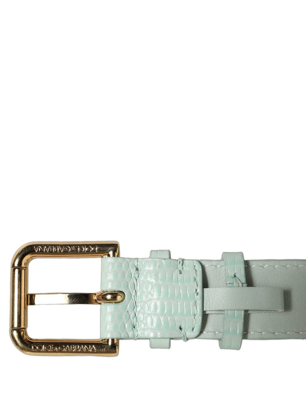 Green Textured Leather Gold Buckle Belt Strap Bracelet