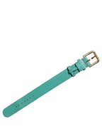 Blue Embossed Leather Gold Buckle Belt Strap Bracelet