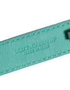 Blue Embossed Leather Gold Buckle Belt Strap Bracelet