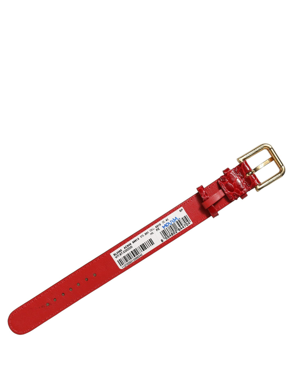 Red Embossed Leather Gold Buckle Belt Strap Bracelet