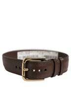 Brown Calfskin Leather Gold Buckle Belt Strap Bracelet