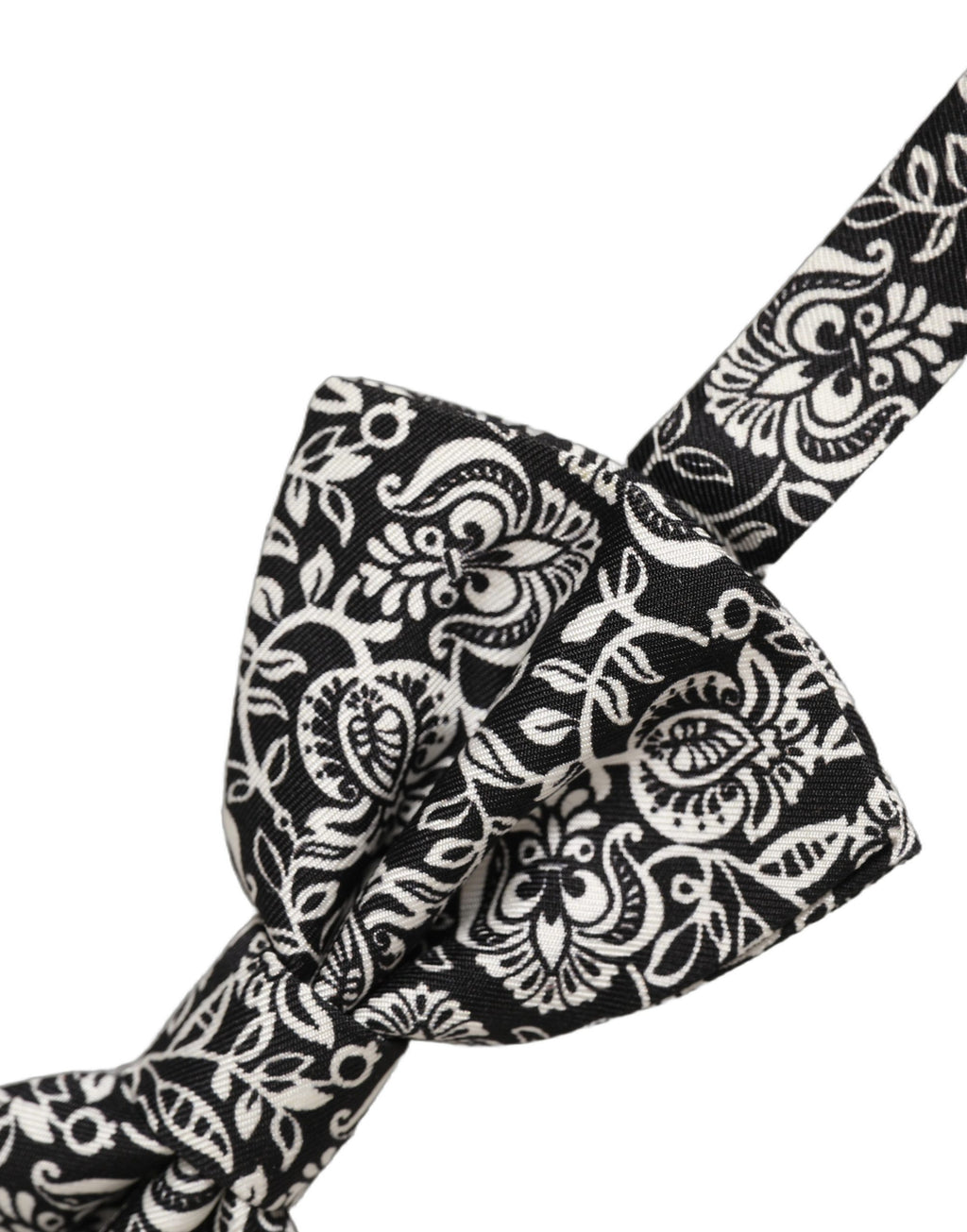 Tie Black White Paisley Silk Adjustable Neck Papillon Bow