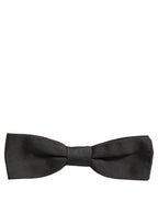 Men Black 100% Cotton Adjustable Neck Papillon Bow Tie