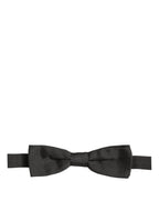 Men Black 100% Cotton Adjustable Neck Papillon Bow Tie