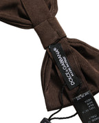 Men Brown 100% Silk Adjustable Neck Papillon Bow Tie