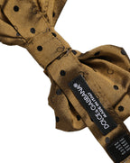 Men Brown Polka Dot Silk Adjustable Neck Papillon Bow Tie
