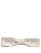 Men White 100% Silk Adjustable Neck Papillon Bow Tie