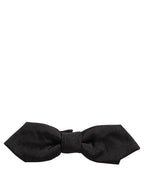 Men Black 100% Silk Adjustable Neck Papillon Bow Tie
