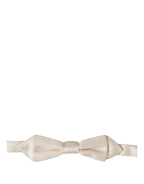 Men White 100% Silk Adjustable Neck Papillon Bow Tie
