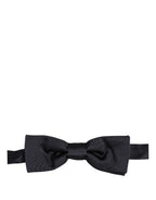 Men Dark Blue 100% Silk Adjustable Neck Papillon Bow Tie
