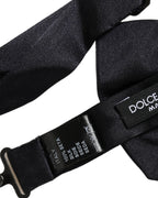 Men Black 100% Silk Adjustable Neck Papillon Bow Tie