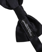 Men Black 100% Silk Adjustable Neck Papillon Bow Tie