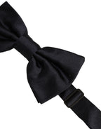 Men Black 100% Silk Adjustable Neck Papillon Bow Tie