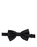 Men Black 100% Silk Adjustable Neck Papillon Bow Tie